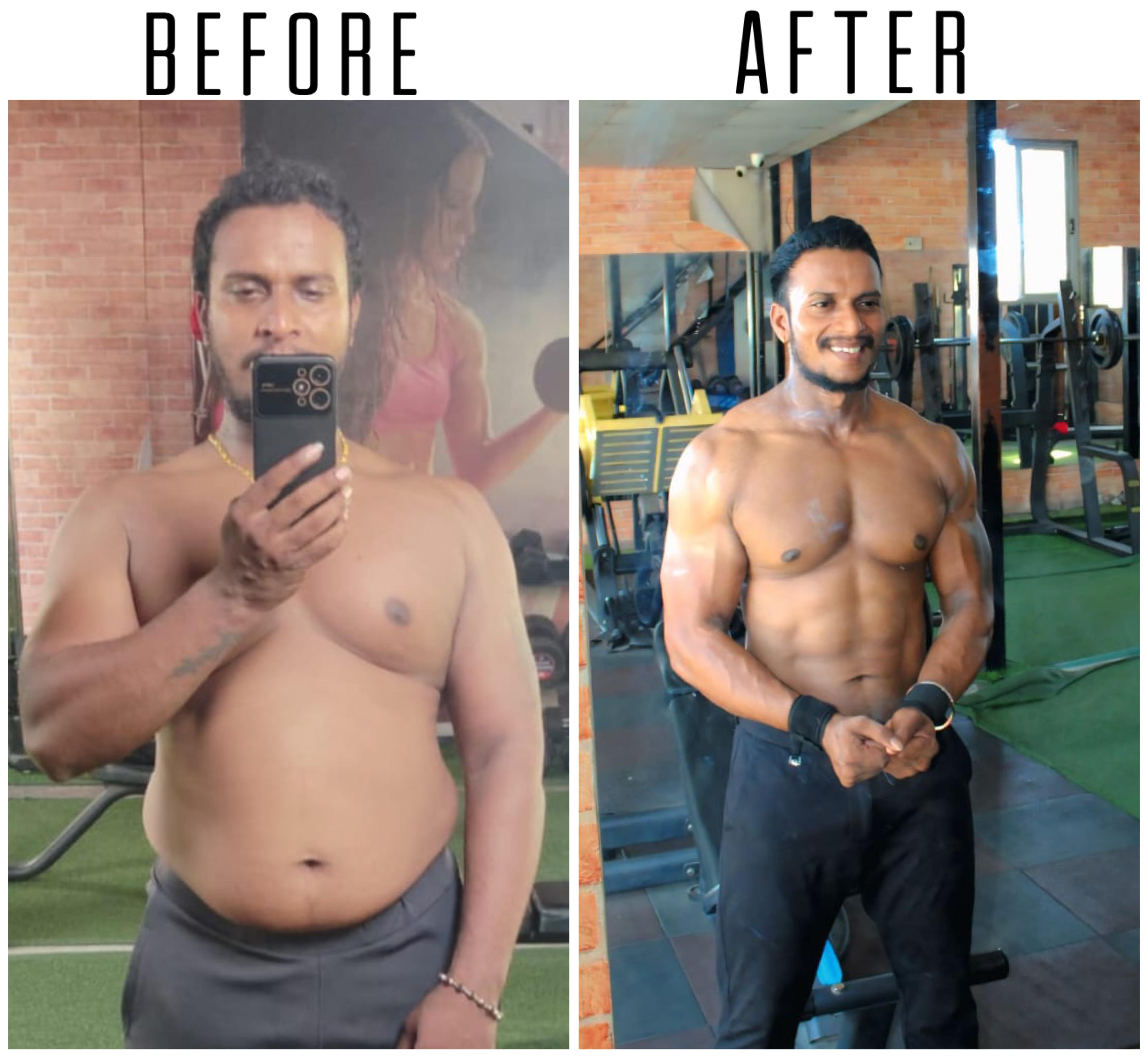 Before and after photographs from training journey 1, supplied by the studio